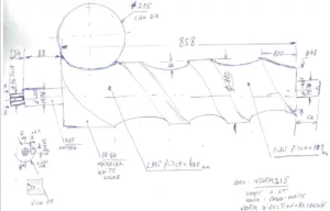 Plano técnico de tornillo sinfín personalizado