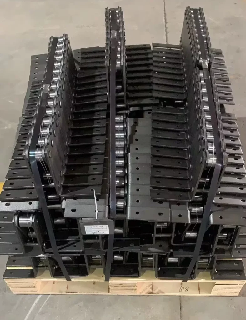 Cadenas transportadoras industriales de alta resistencia montadas sobre pallet