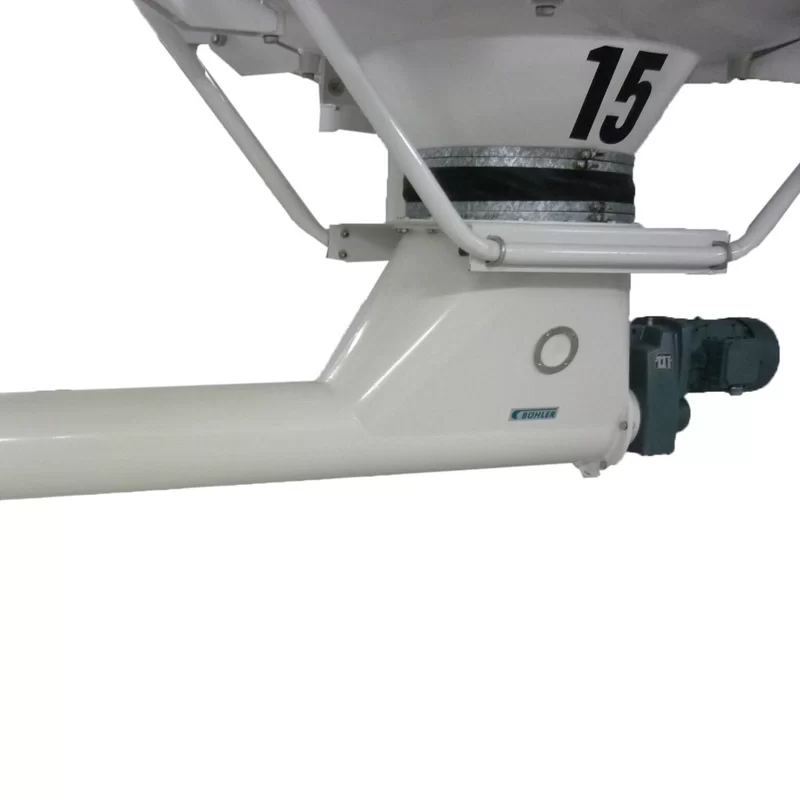 transportador helicoidal tubular Bühler para dosificación y descarga precisa de materias primas industriales