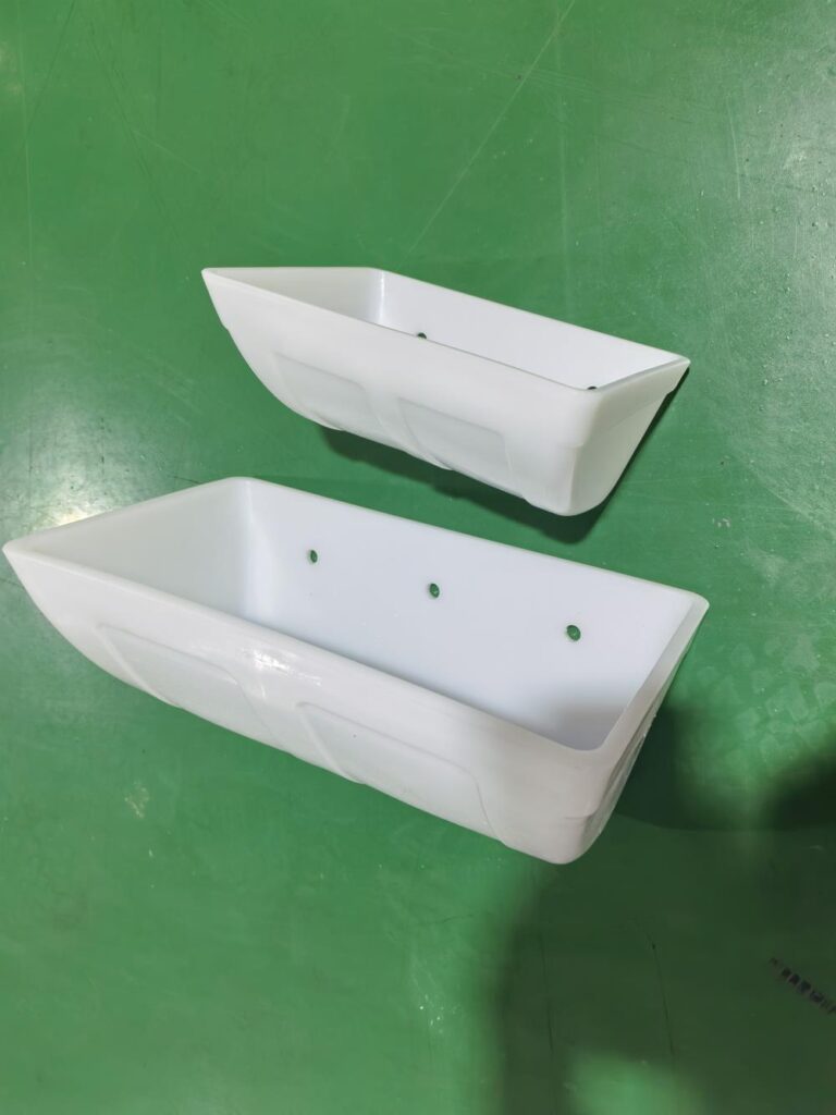 Elevator buckets with custom hole punching to match the customer’s belt and bolt arrangement